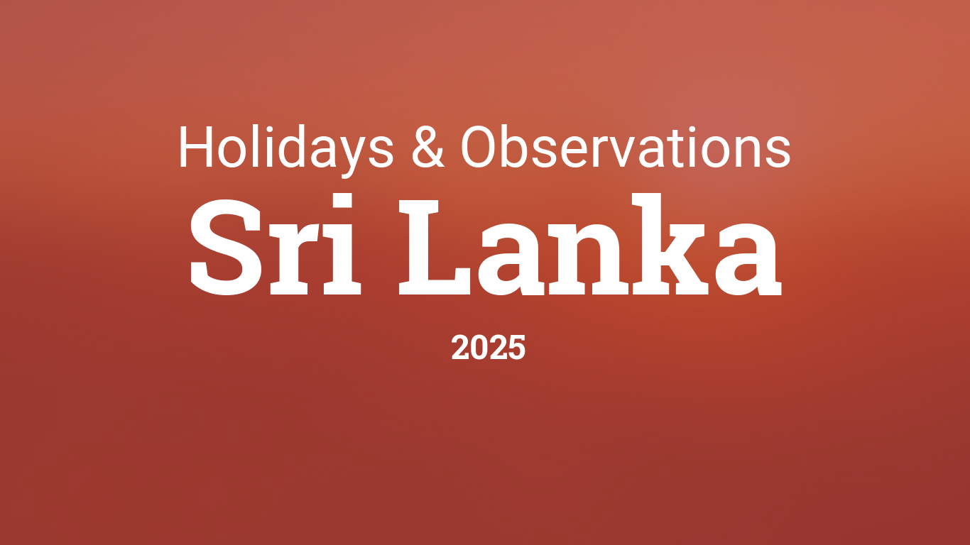 Sri Lanka Calendar 2025 With Holidays